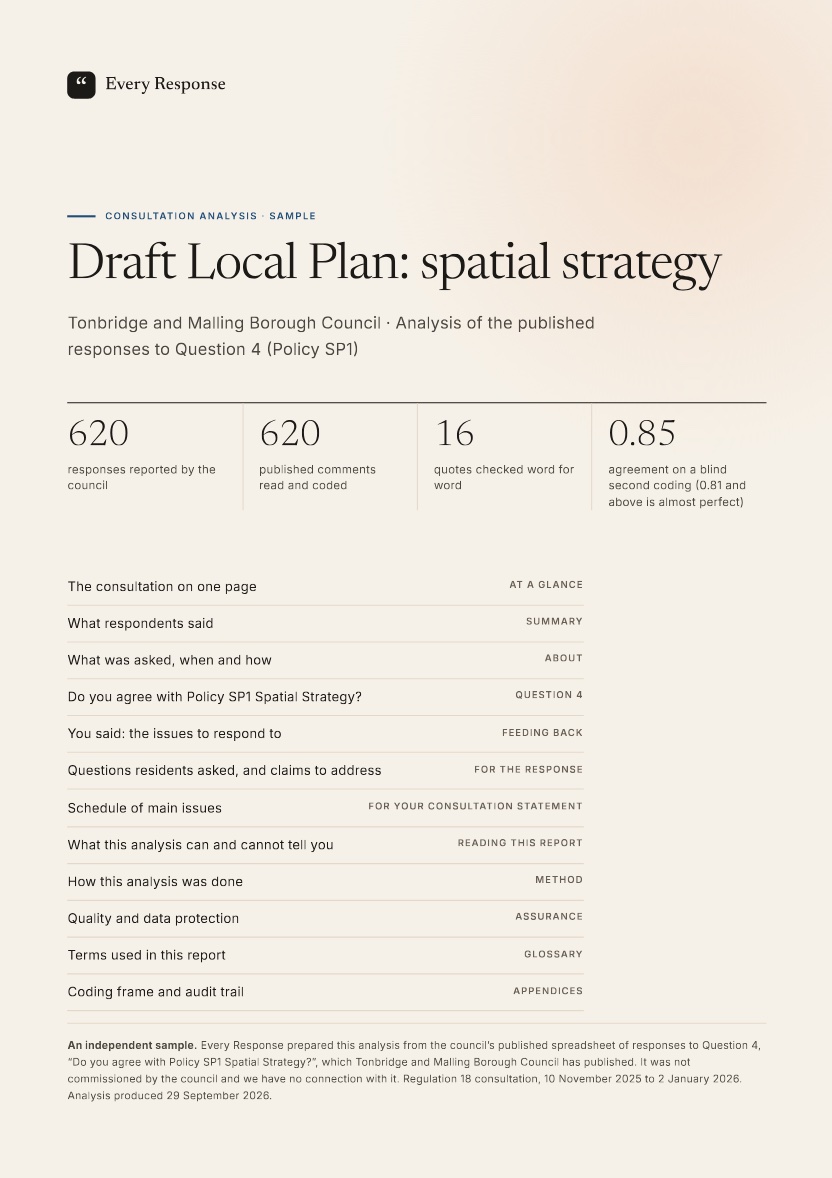 Cover of the Local Plan sample report